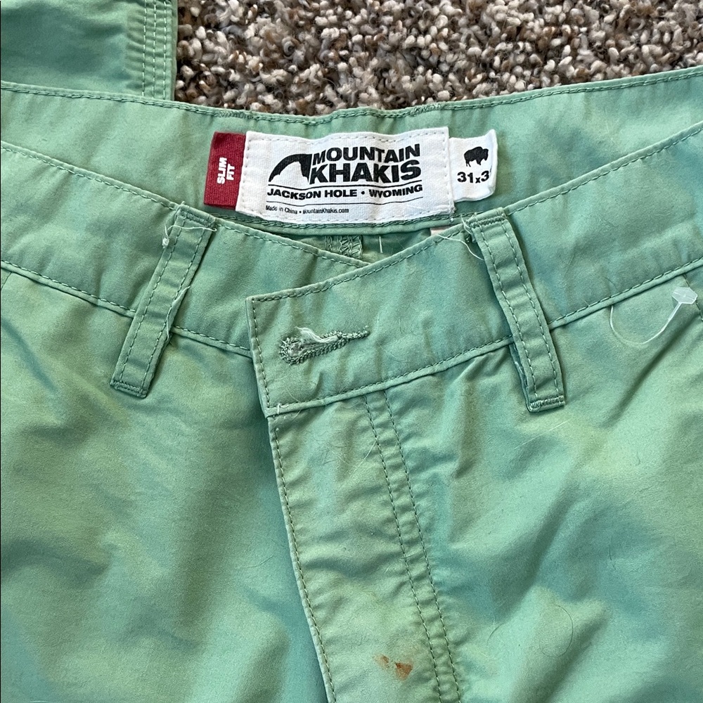 Mountain Khakis Light Green Chino Shorts